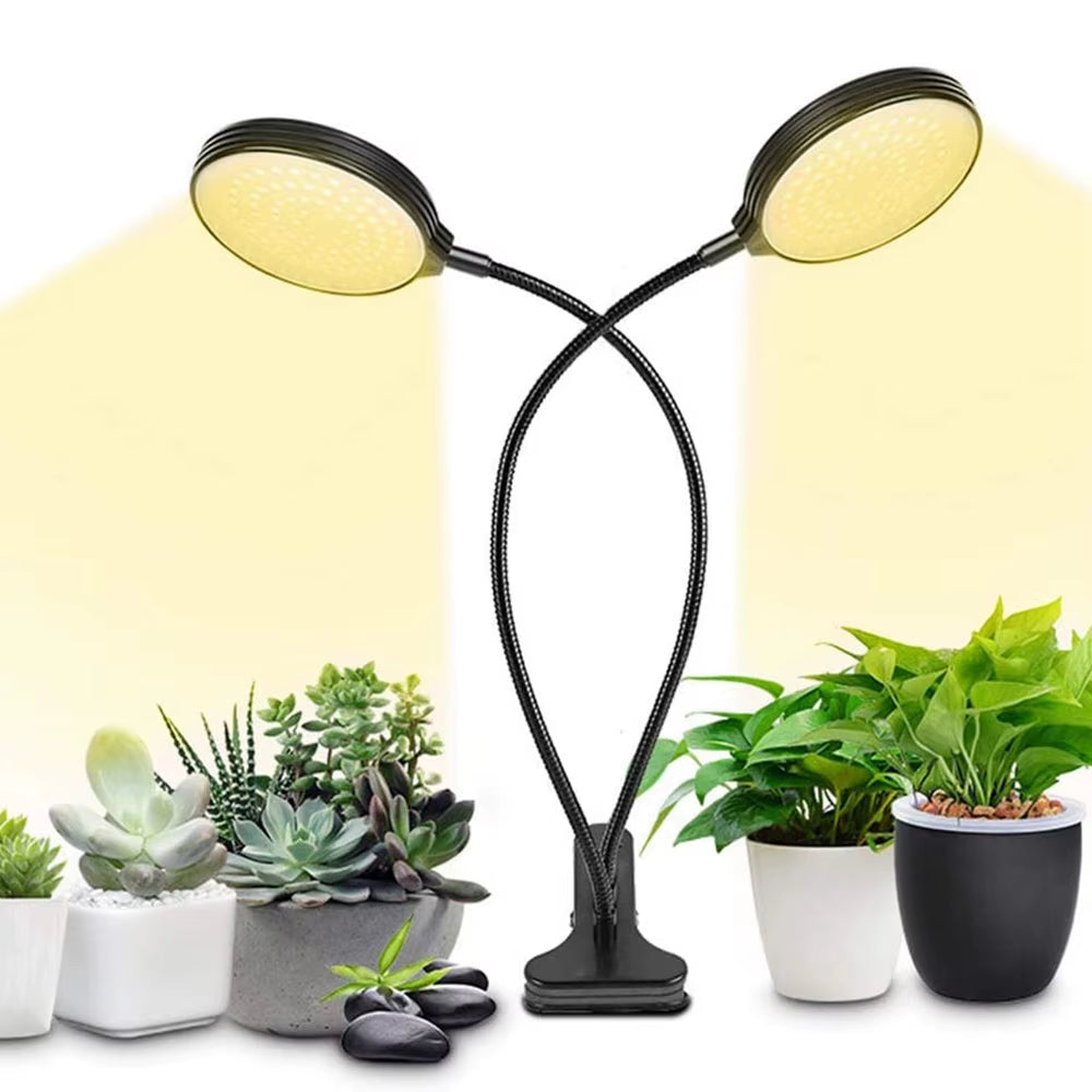 1/2/3/4Heads LED Plant Grow Lights Dimmable Full Spectrum Phyto Lamp with Clip Auto On/Off Timer Indoor Flower Veg Growing Light