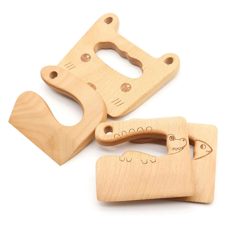 Wooden Knife Kids Cooking Toys Safe Knives Cutting Fruit Vegetable Chopper Kitchen Toy Montessori Education Tools for Toddlers