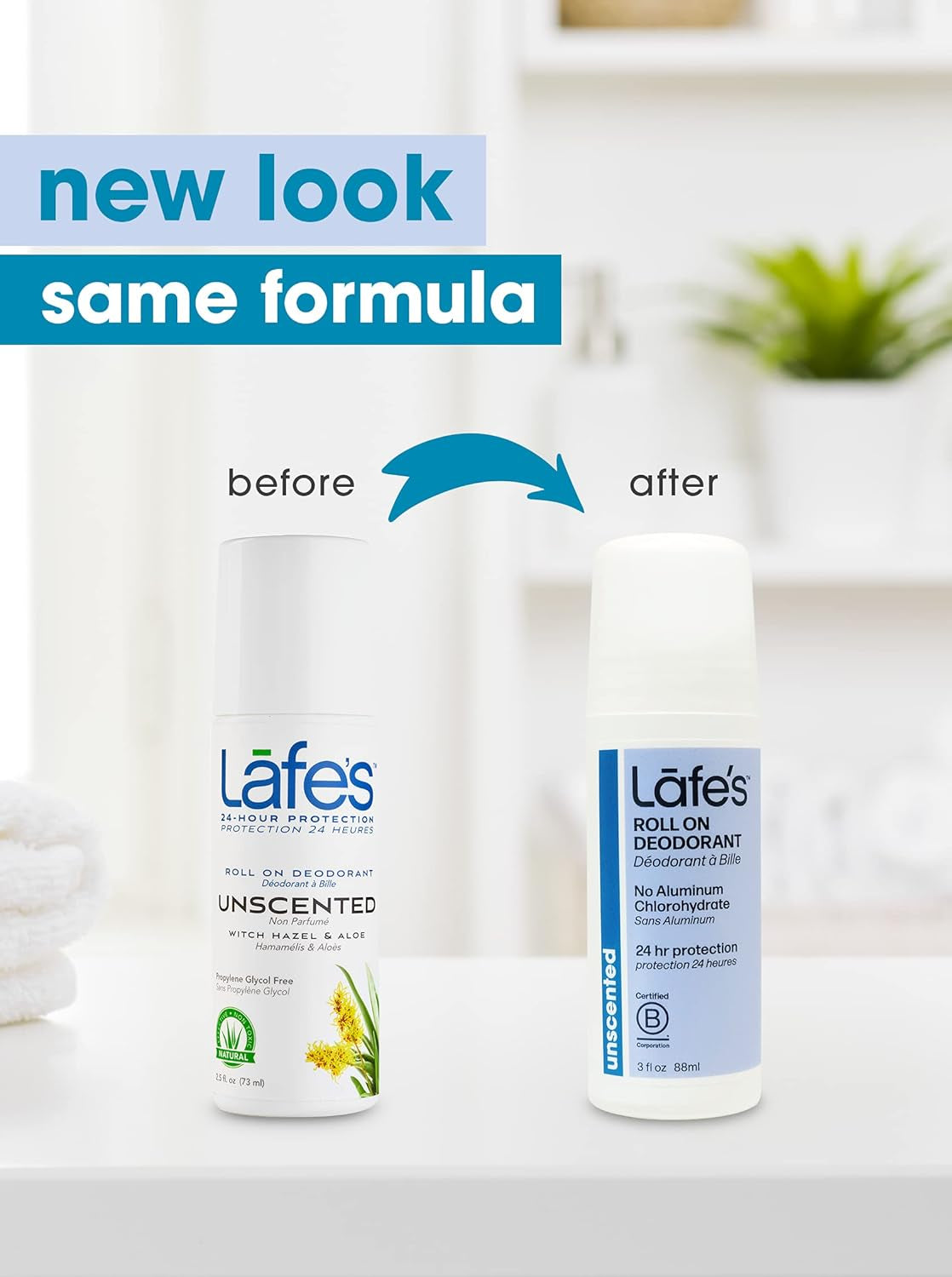 Natural Deodorant | 3Oz Roll-On Aluminum Free Natural Deodorant for Men & Women | Paraben Free & Baking Soda Free with 24-Hour Protection | Unscented