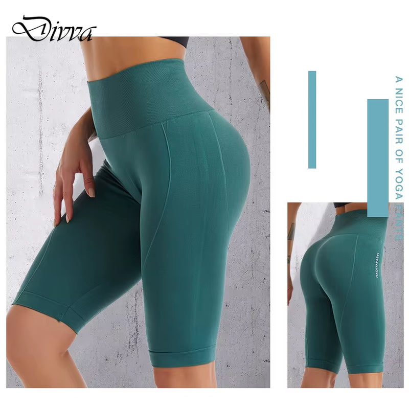 High Waist Sports Shorts Women Naked Feeling Workout Push up Leggings Tummy Control Yoga Running Fitness Gym Slim Pants