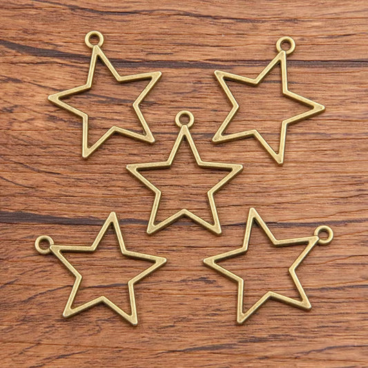 20PCS 27X29Mm 2 Color Wholesale Metal Alloy Hollow Pentagram Charms Star Pendant for Jewelry Making DIY Handmade Craft