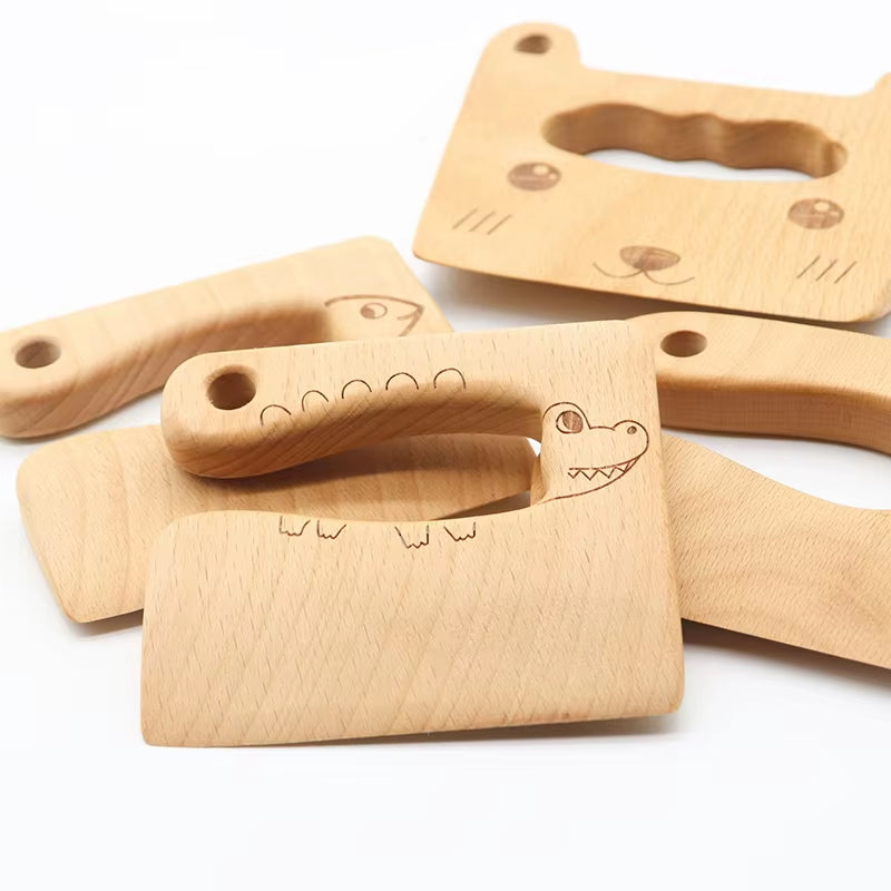 Wooden Knife Kids Cooking Toys Safe Knives Cutting Fruit Vegetable Chopper Kitchen Toy Montessori Education Tools for Toddlers