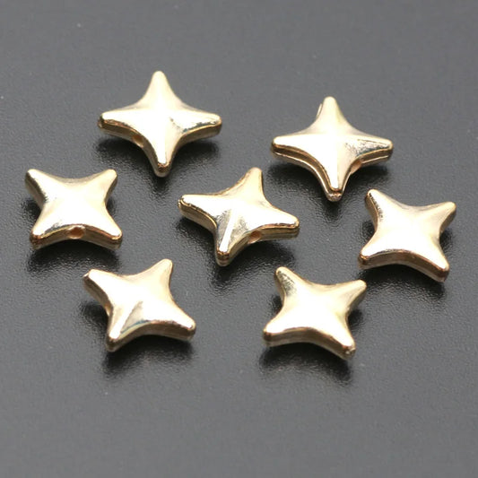 100Pcs 10Mm Four-Pointed Star Silver/Gold Color Acrylic Spacer Beads for Making Necklace Pendant Bracelet DIY Jewelry Accessorie