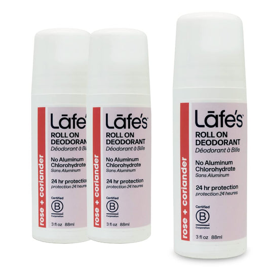 Natural Deodorant | 3 Ounce Roll-On Aluminum Free Natural Deodorant | Rose & Coriander (3 Pack)