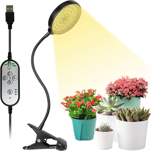 1/2/3/4Heads LED Plant Grow Lights Dimmable Full Spectrum Phyto Lamp with Clip Auto On/Off Timer Indoor Flower Veg Growing Light