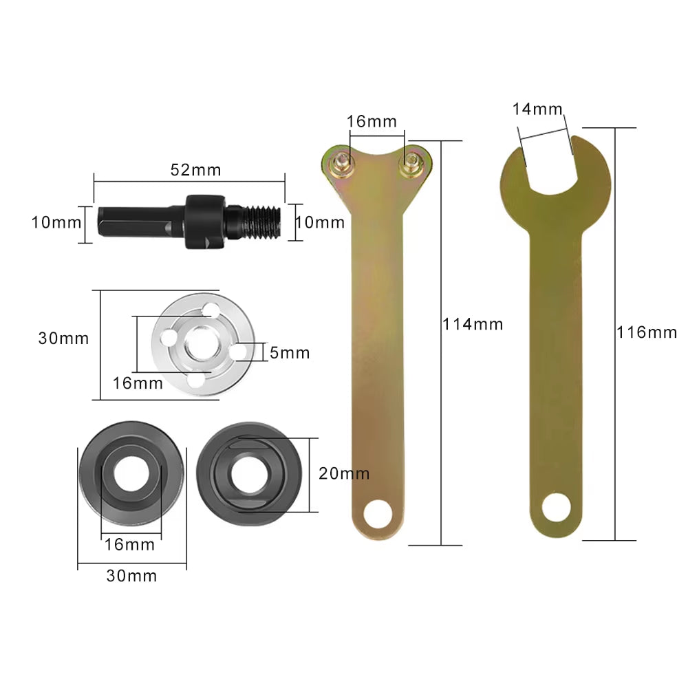 10Mm Electric Drill Conversion Angle Grinder Connecting Rod for Cutting Disc Polishing Wheel Metals Handle Holder Adapter 1 Set